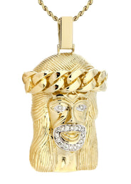 14 Yellow Gold Jesus Head Diamond Necklace | 0.42 Carats