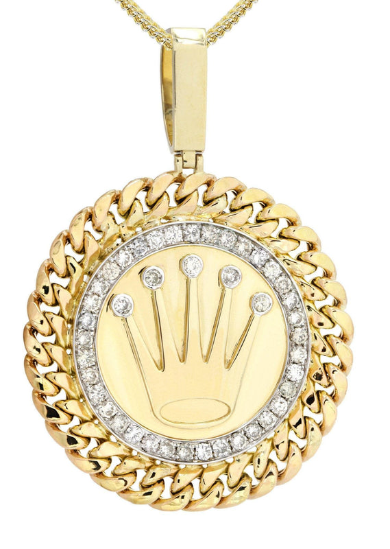 14 Yellow Gold Crown Diamond Necklace | 2.61 Carats