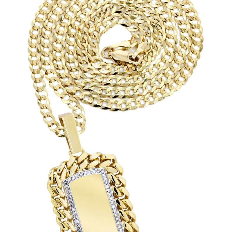 14K Yellow Gold Dog Tag Diamond Necklace  | 0.87 Carats