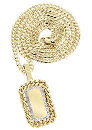 14K Yellow Gold Dog Tag Diamond Necklace  | 0.87 Carats