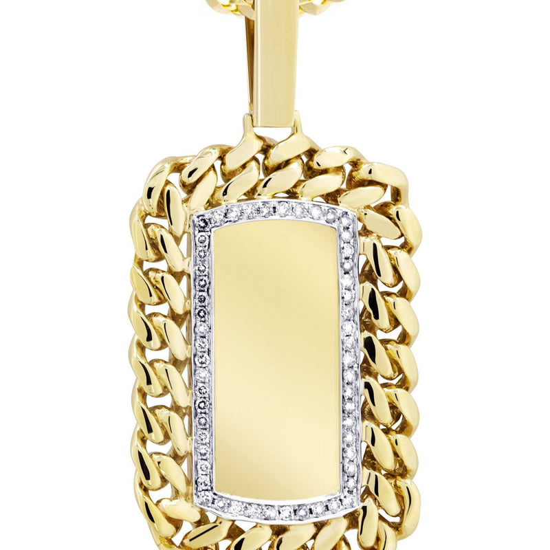 14K Yellow Gold Dog Tag Diamond Necklace  | 0.87 Carats