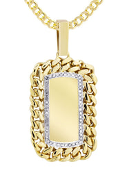 14K Yellow Gold Dog Tag Diamond Necklace  | 0.87 Carats