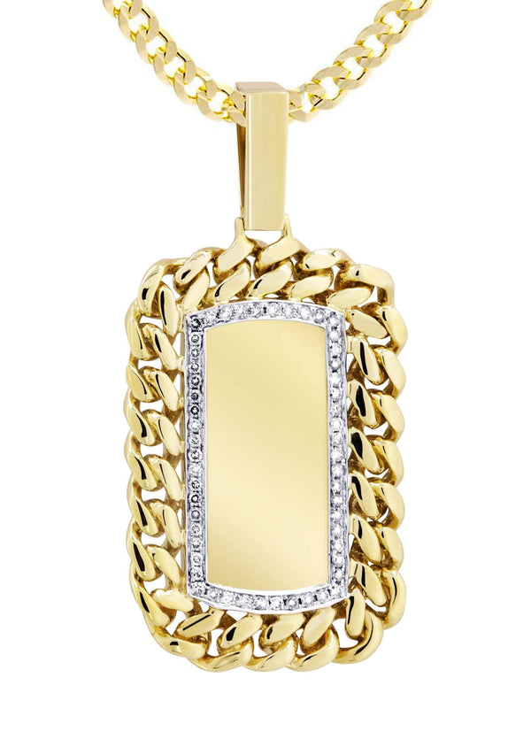 14K Yellow Gold Dog Tag Diamond Necklace  | 0.87 Carats