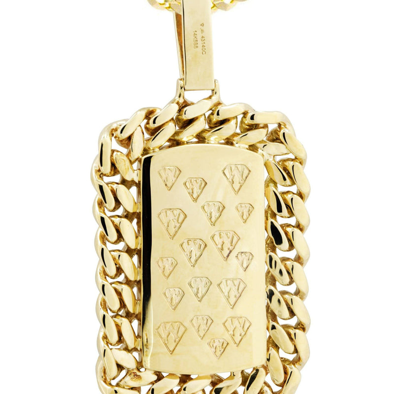 14K Yellow Gold Dog Tag Diamond Necklace  | 0.87 Carats