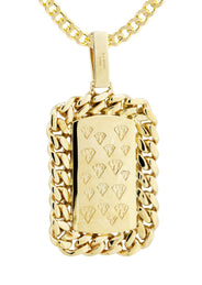14K Yellow Gold Dog Tag Diamond Necklace  | 0.87 Carats