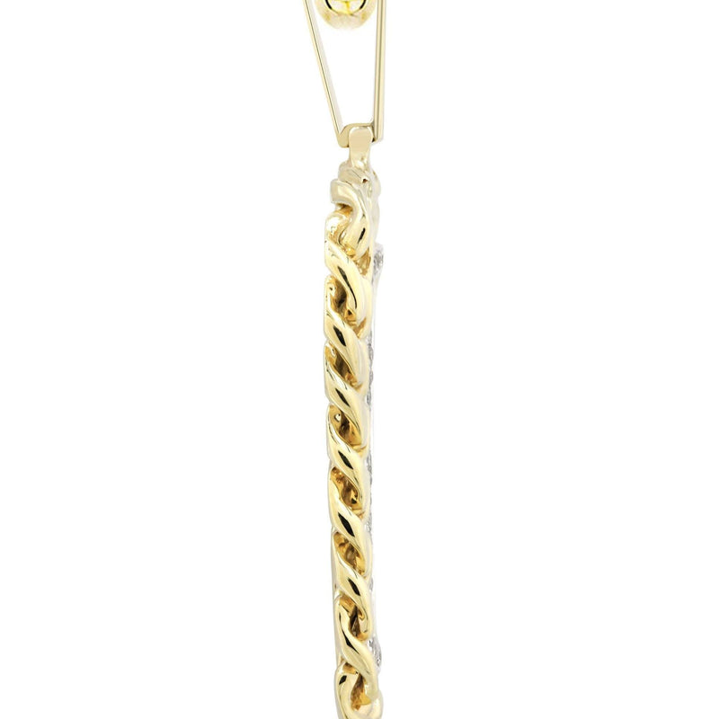 14K Yellow Gold Dog Tag Diamond Necklace  | 0.87 Carats