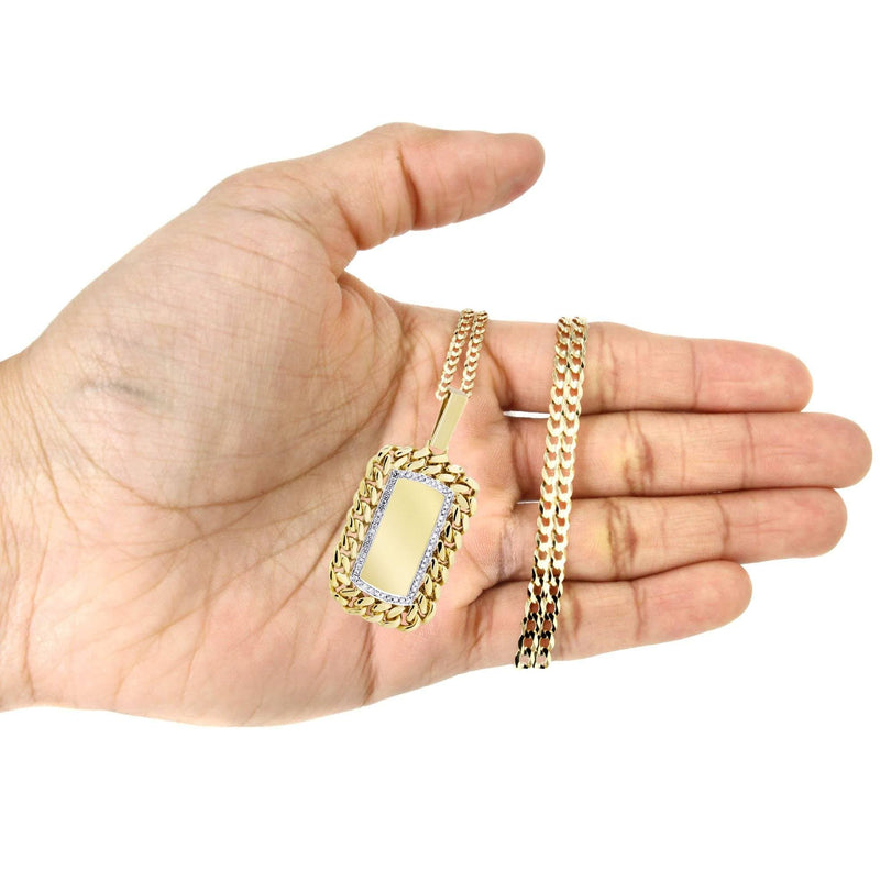 14K Yellow Gold Dog Tag Diamond Necklace  | 0.87 Carats