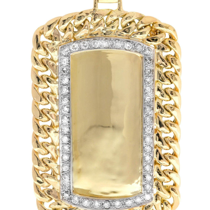 Diamond Dog Tag Pendant | 1.68 Carats| 26.54 Grams