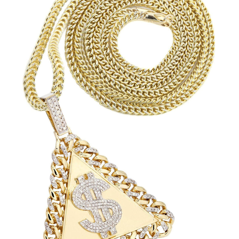 14 Yellow Gold Money Sign Diamond Necklace  | 2.4 Carats