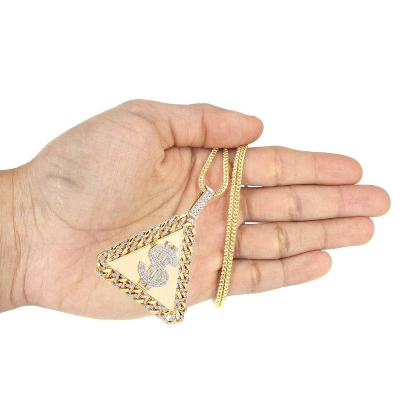 14 Yellow Gold Money Sign Diamond Necklace  | 2.4 Carats