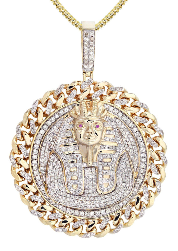 10K Yellow Gold Pharaoh Diamond Necklace  | 4.44 Carats