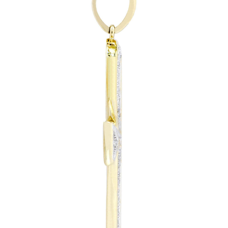 10K Yellow Gold Big Ankh Diamond Necklace  | 0.45 Carats