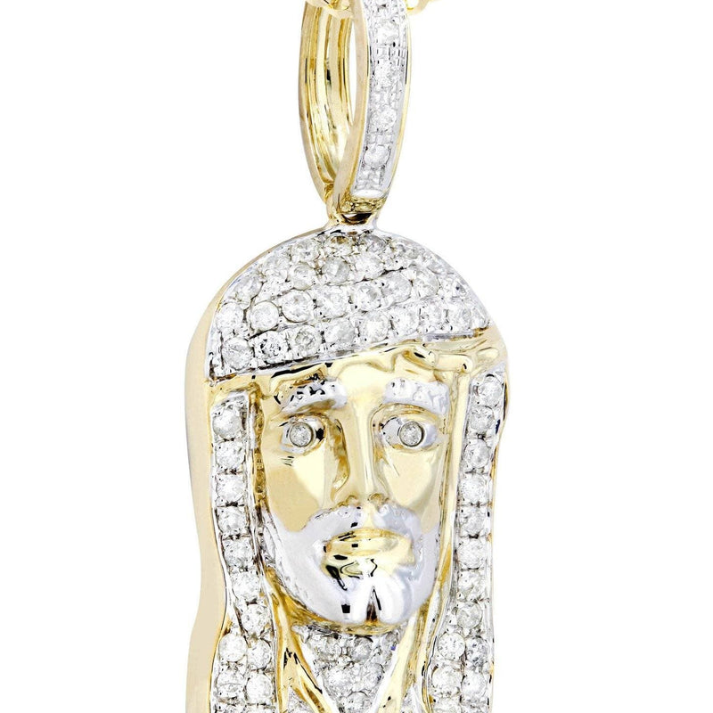 10K Yellow Gold Jesus Head Diamond Necklace  | 0.56 Carats
