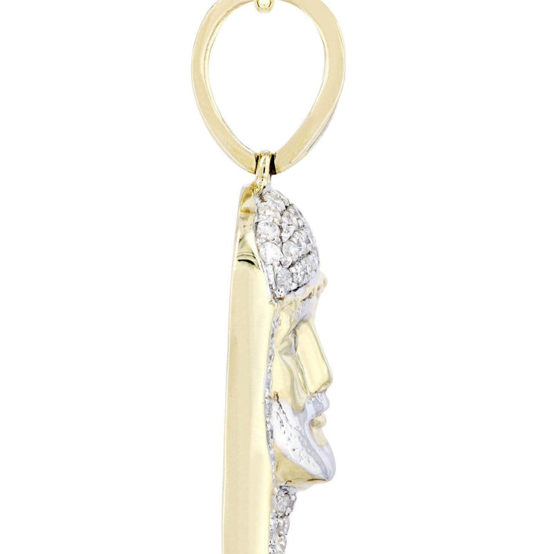 10K Yellow Gold Jesus Head Diamond Necklace  | 0.56 Carats