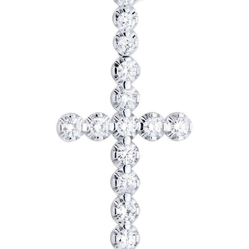 14K White Gold Diamond Cross Necklace  | 2.34 Carats