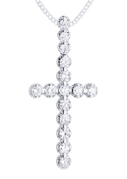 14K White Gold Diamond Cross Necklace  | 2.34 Carats