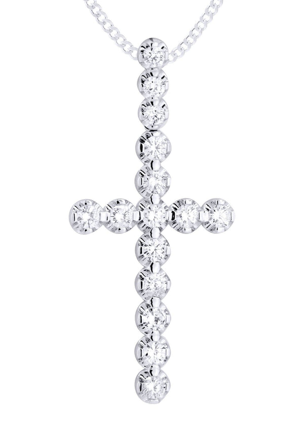 14K White Gold Diamond Cross Necklace  | 2.34 Carats