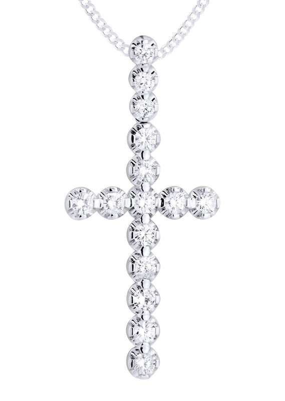 14K White Gold Diamond Cross Necklace  | 2.34 Carats