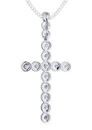 14K White Gold Diamond Cross Necklace  | 2.34 Carats