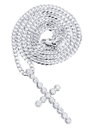 14K White Gold Diamond Cross Necklace  | 2.34 Carats