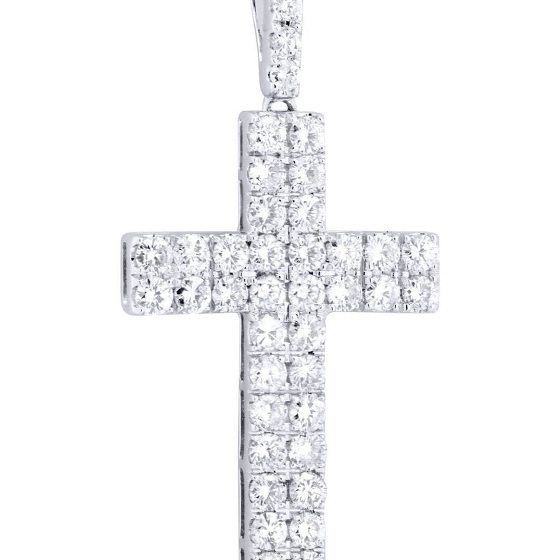 14K White Gold Diamond Cross Necklace  | 2.57 Carats