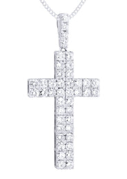 14K White Gold Diamond Cross Necklace  | 2.57 Carats