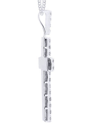 14K White Gold Diamond Cross Necklace  | 2.57 Carats