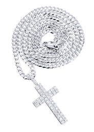 14K White Gold Diamond Cross Necklace  | 2.57 Carats