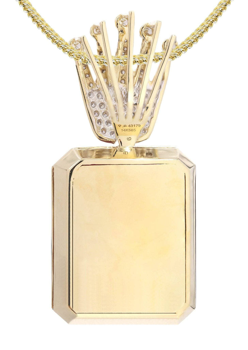 14K Yellow Gold Ruby Crown Diamond Necklace  | 1.14K Carats