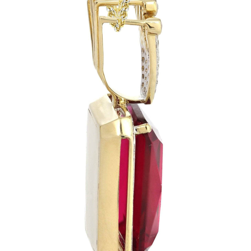 14K Yellow Gold Ruby Crown Diamond Necklace  | 1.14K Carats