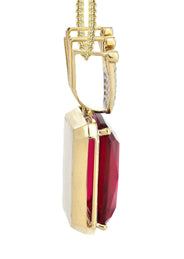 14K Yellow Gold Ruby Crown Diamond Necklace  | 1.14K Carats