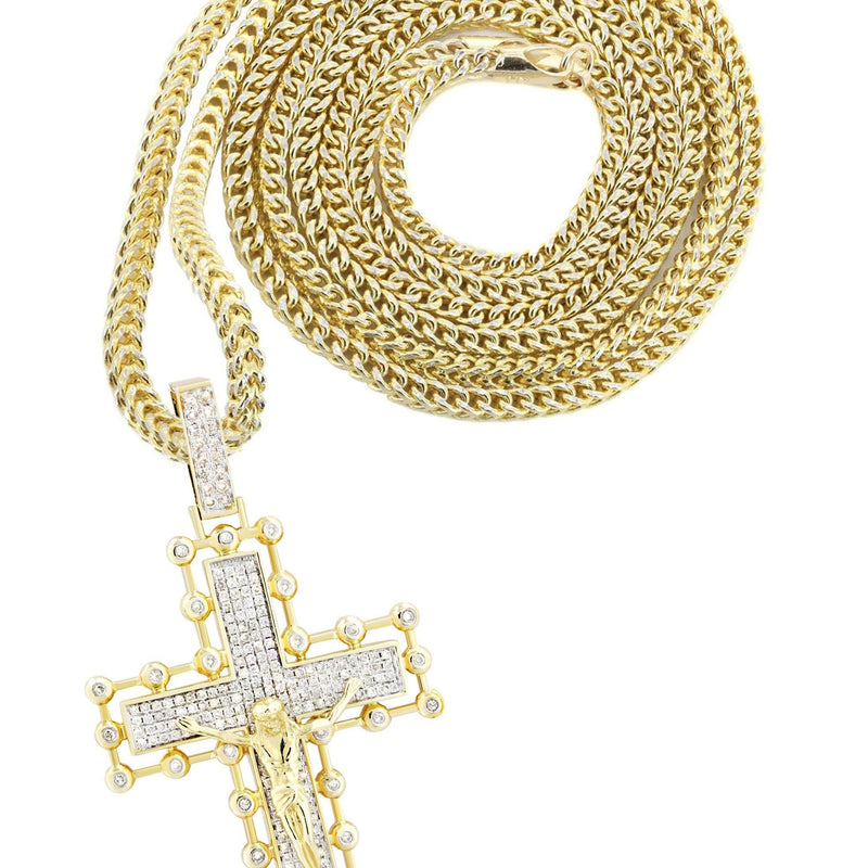 14K Yellow Gold Cross Diamond Necklace  | 2.65 Carats