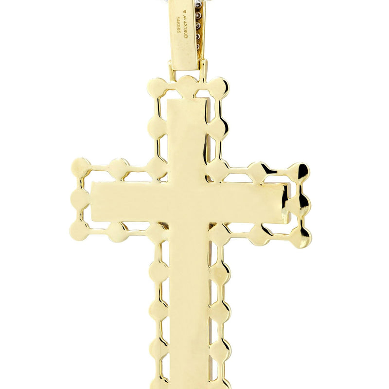14K Yellow Gold Cross Diamond Necklace  | 2.65 Carats