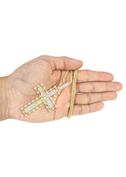 14K Yellow Gold Cross Diamond Necklace  | 2.65 Carats