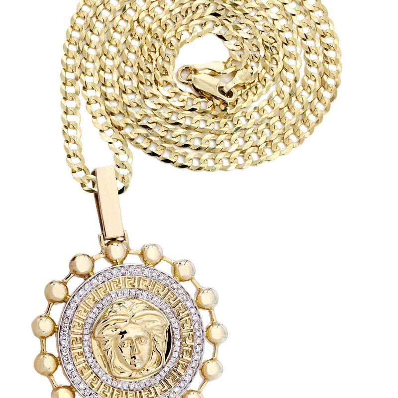 10K Yellow Gold Medusa Diamond Necklace  | 1.39 Carats