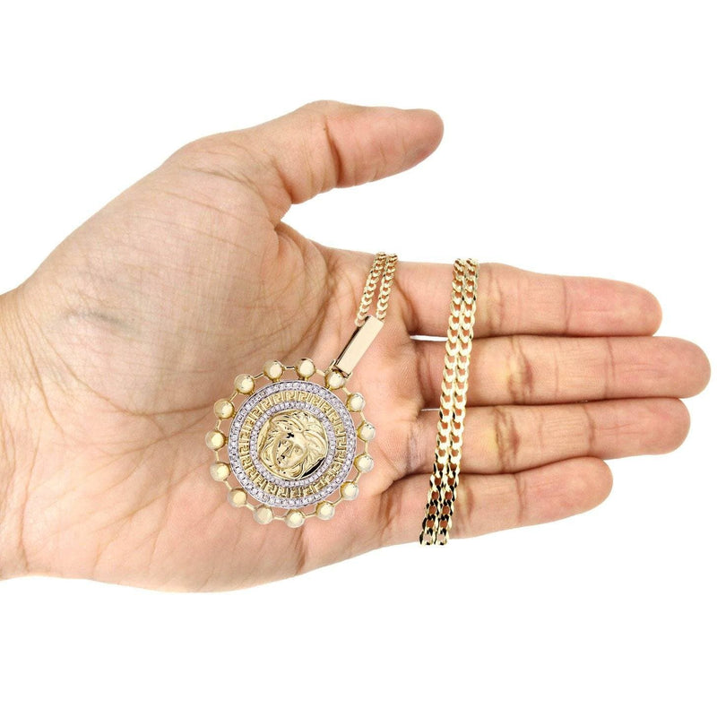 10K Yellow Gold Medusa Diamond Necklace  | 1.39 Carats