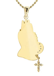 10K Yellow Gold Praying Hands Diamond Necklace  | 5 Carats