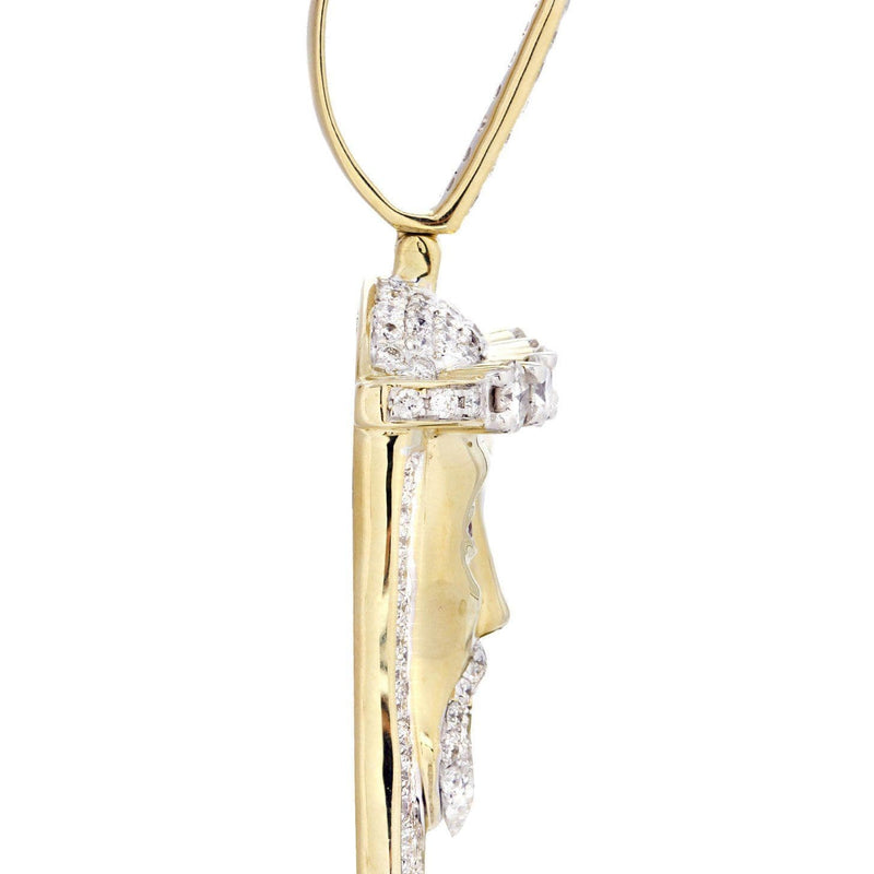 14K Yellow Gold Jesus Head Diamond Necklace  | 3.45 Carats