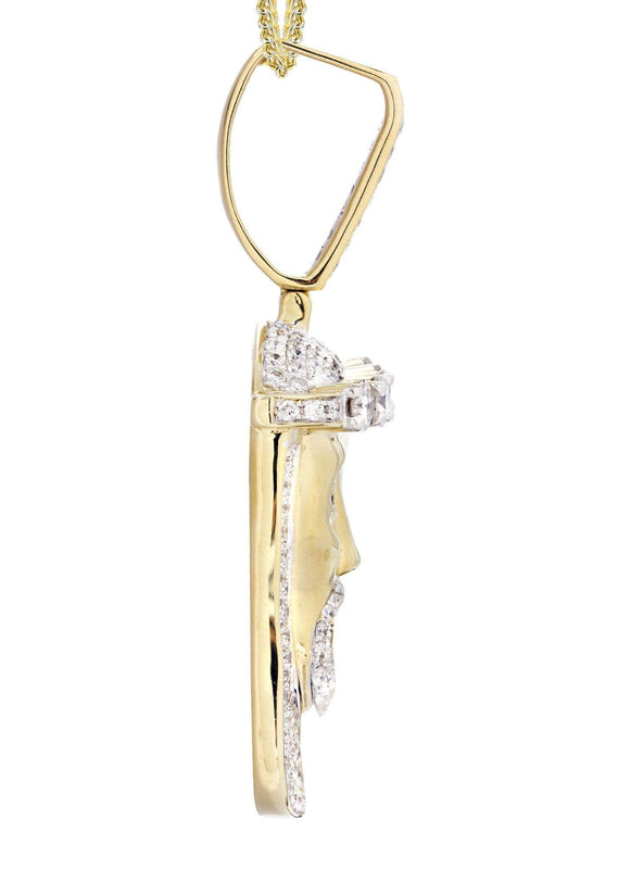14K Yellow Gold Jesus Head Diamond Necklace  | 3.45 Carats