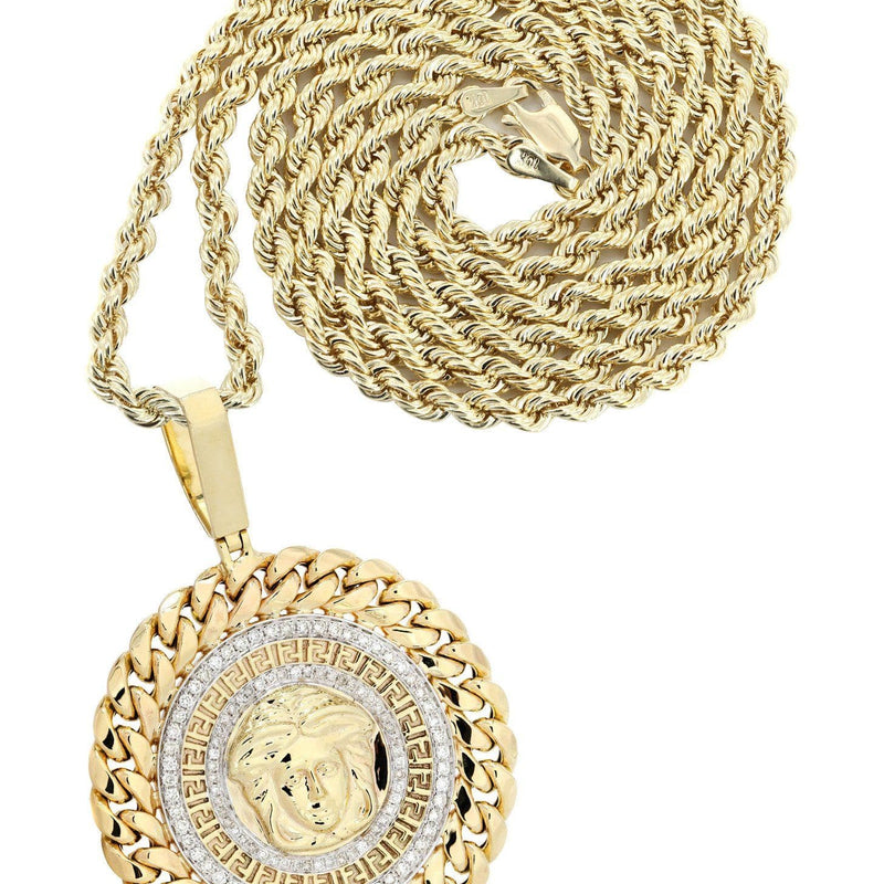 10K Yellow Gold Medusa Diamond Necklace  | 1.36 Carats