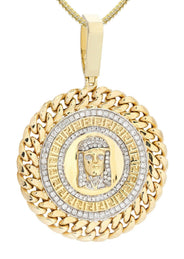 14 Yellow Gold Jesus Head Diamond Necklace| 1.59 Carats