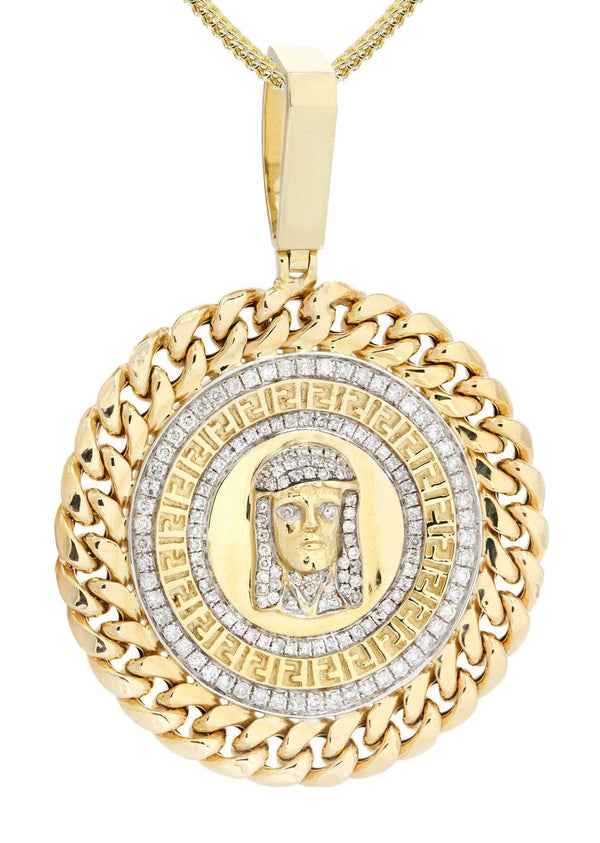 14 Yellow Gold Jesus Head Diamond Necklace| 1.59 Carats