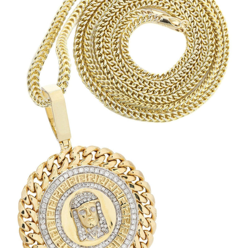 14 Yellow Gold Jesus Head Diamond Necklace| 1.59 Carats