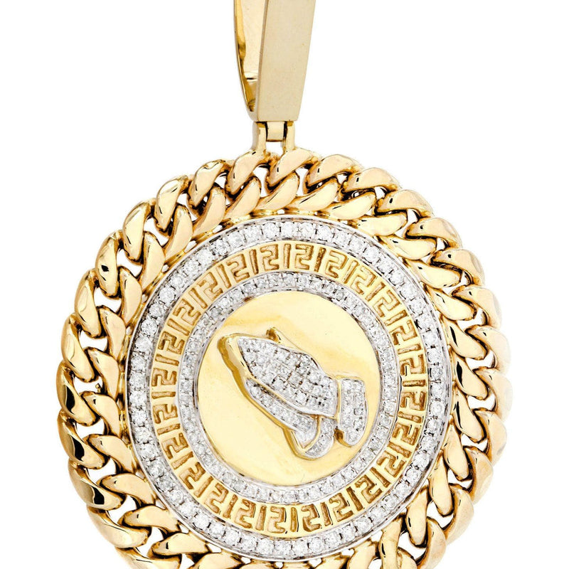 14 Yellow Gold Praying Hands Diamond Necklace | 1.46 Carats