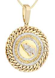 14 Yellow Gold Praying Hands Diamond Necklace | 1.46 Carats