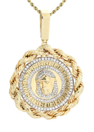 10K Yellow Gold Jesus Head Diamond Necklace | 1.7 Carats