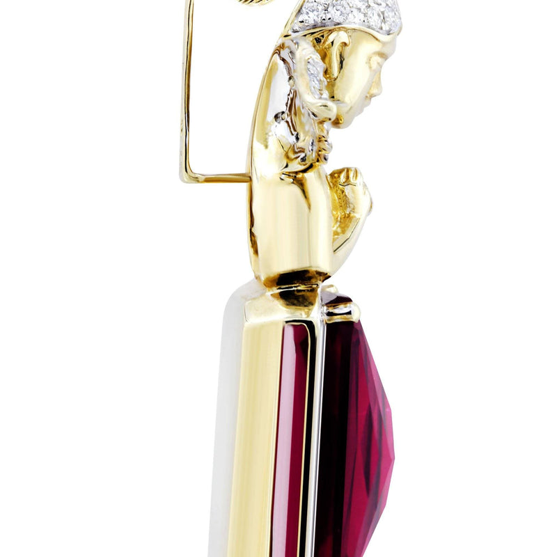 10K Yellow Gold Ruby Angel Diamond Necklace  | 1.6 Carats