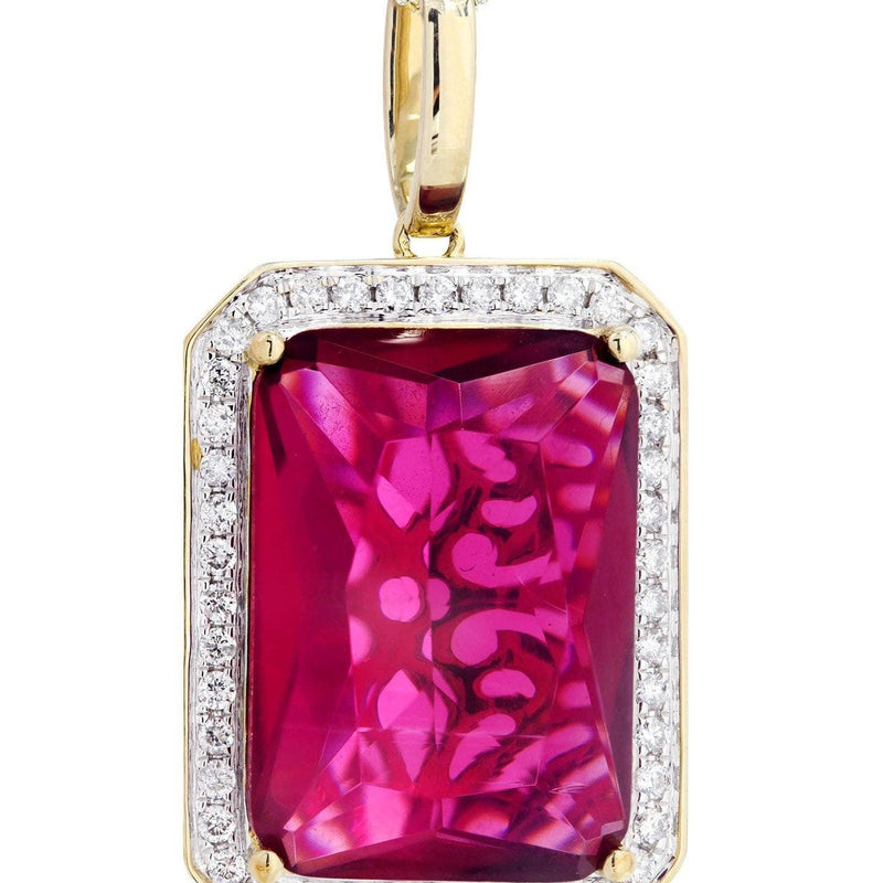 10K Yellow Gold Ruby Diamond Necklace  | 1.36 Carats