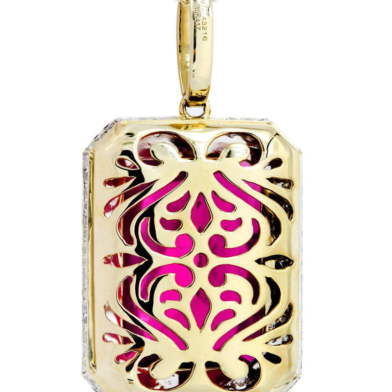 10K Yellow Gold Ruby Diamond Necklace  | 1.36 Carats