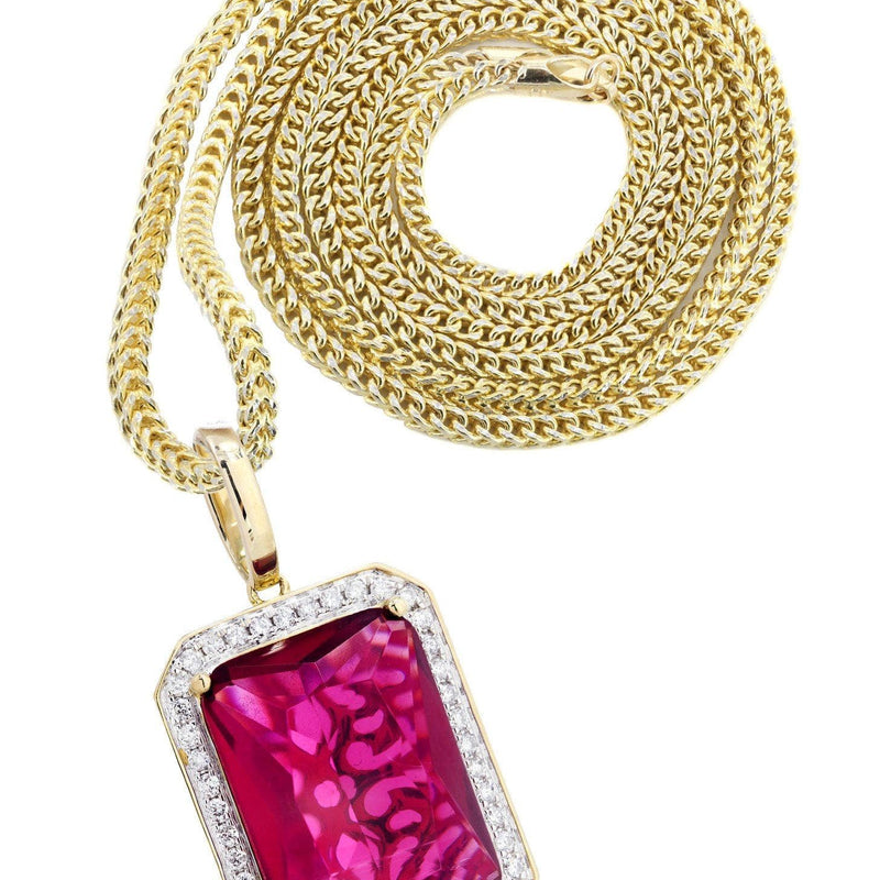 10K Yellow Gold Ruby Diamond Necklace  | 1.36 Carats